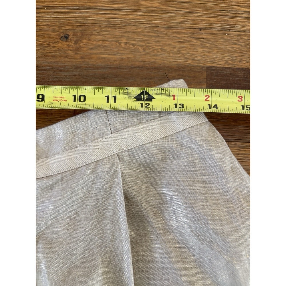 SEE BY CHLOE Linen Skirt SIZE 2 /36 Beige With Gold Thread Sparkle Pleated Mini - Picture 8 of 16